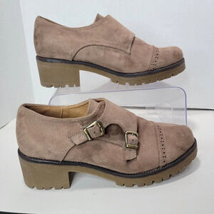 Beston Womens 8.5 Beige Tan Chunky Loafers Shoes Business Office‎ Preppy Basic